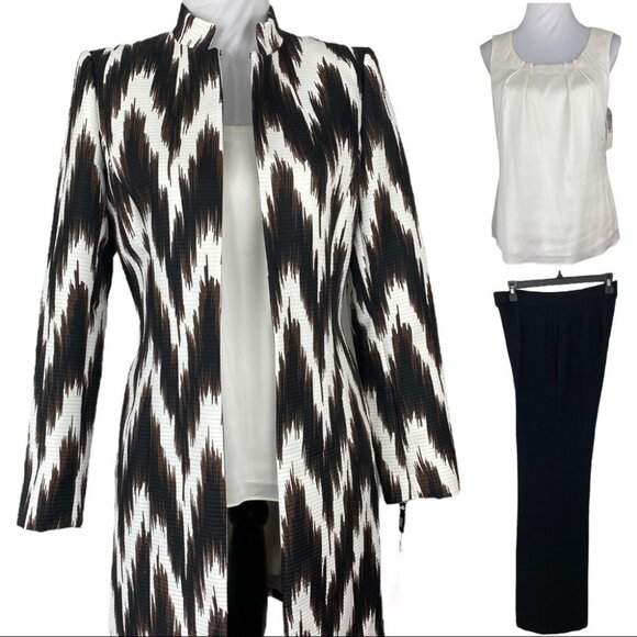 Tahari ASL Women's NWT Black Brown Glenda R9X Business Career 3 PC Suit Size 4 - Picture 1 of 10